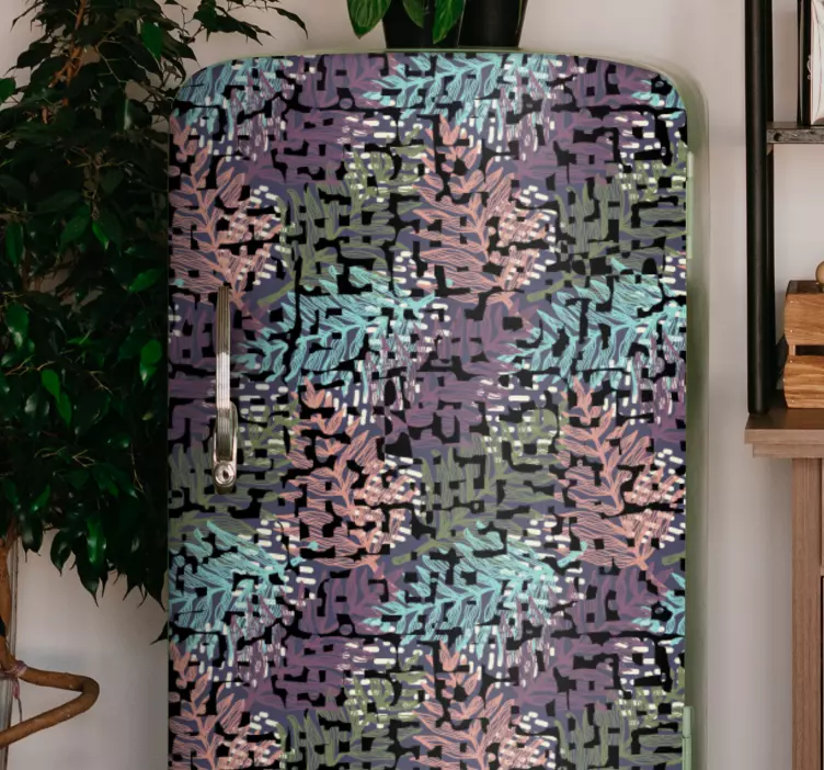 Okleina na lodówkę wzory liści kwiatowych - TenStickers