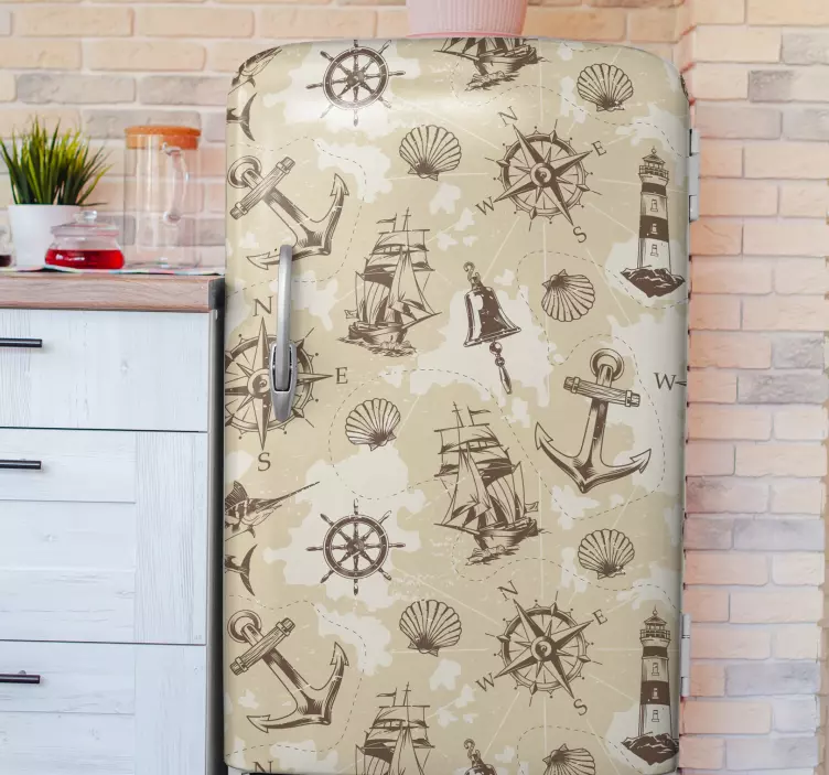 Okleina na lodówkę z motywem marynistycznym - TenStickers
