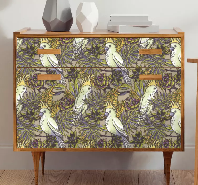 Naklejka na meble Amazońskie papugi w stylu skandynawskim - TenStickers