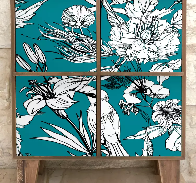 Naklejka na meble Białe dzikie ptaki elegancki wzór - TenStickers