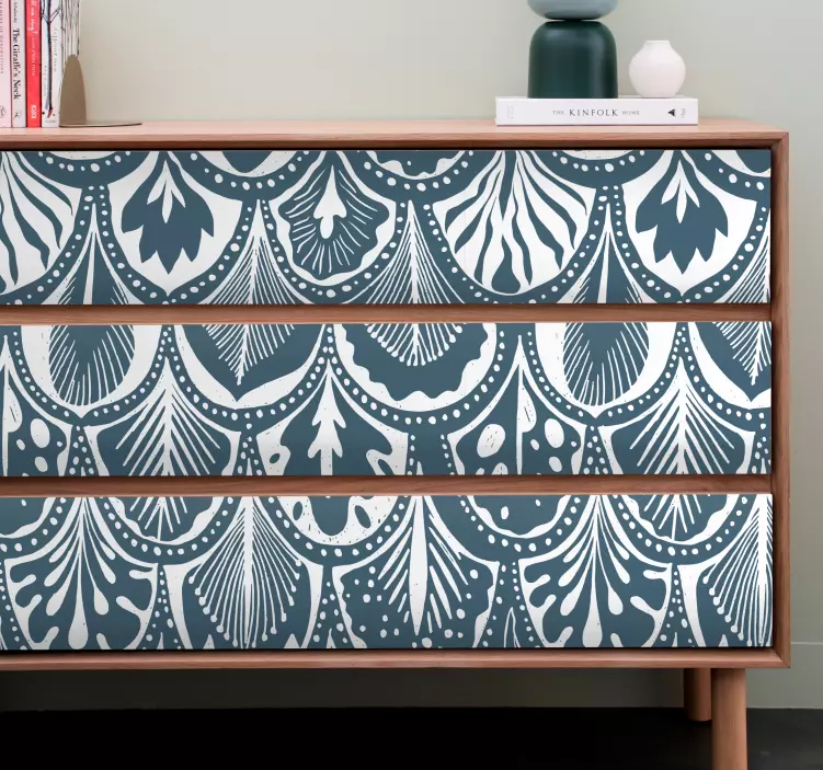 Naklejka na meble Białe ptaki na granatowym wzorze - TenStickers