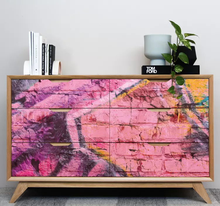 Naklejka na meble Biało-różowy wzór graffiti - TenStickers