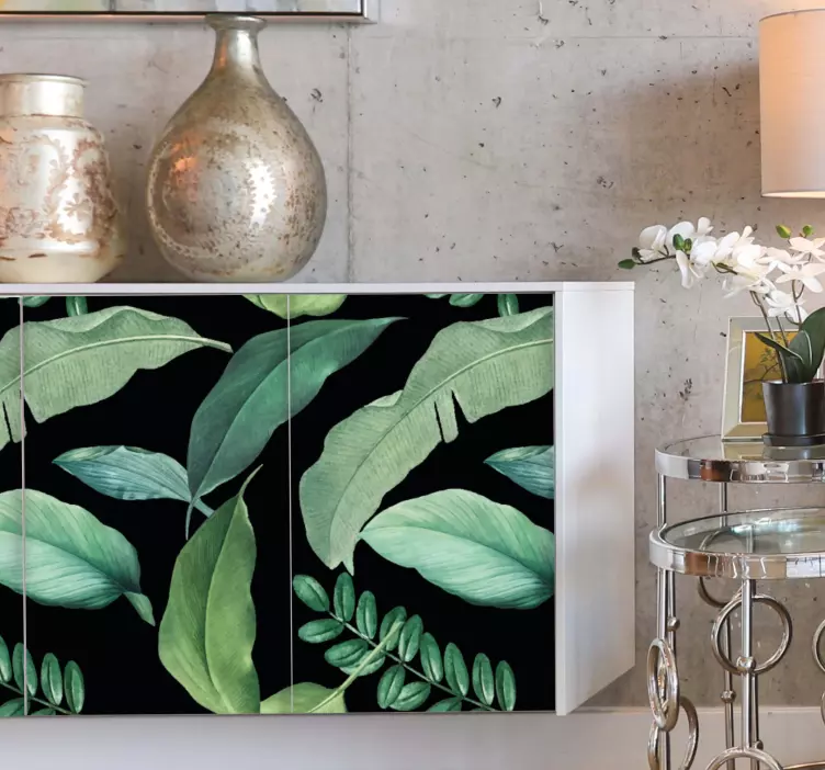 Naklejka na meble Ciemnoszare liście lasu w nocy - TenStickers