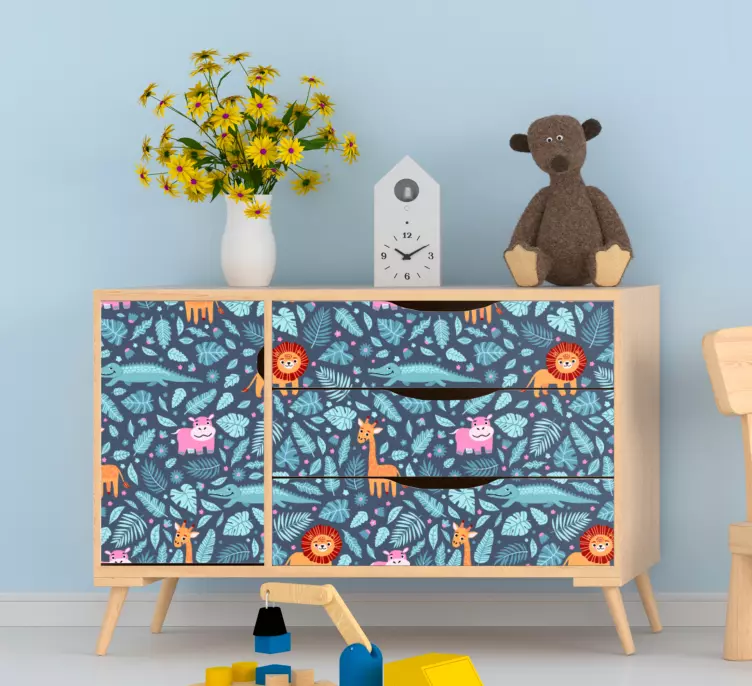 Naklejka na meble Kilka projektów zwierząt w dżungli - TenStickers