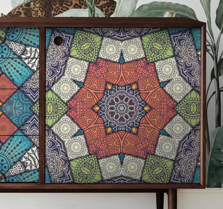 Naklejka na meble Kolorowa płytka jak kwadratowa dekoracja - TenStickers