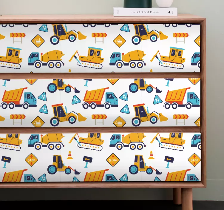 Okleina meblowa dla dzieci kreskówka plac budowy - TenStickers