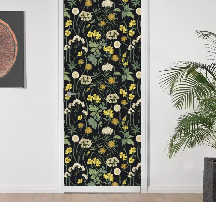 Okleina na drzwi kwiatowy wzór - TenStickers