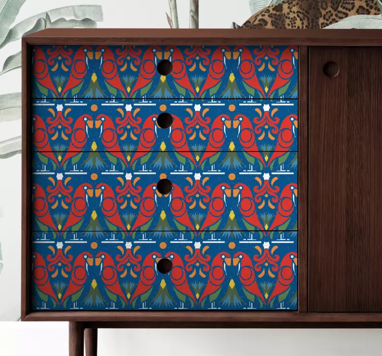 Naklejka na meble Kwiatowy wzór z niebieskim tłem - TenStickers