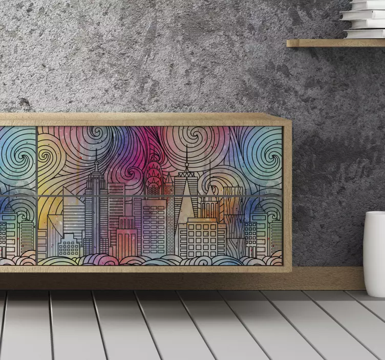 Naklejka na meble malowane miasta - TenStickers