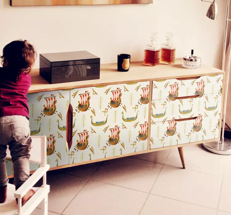 Naklejka na meble Morski wzór w stylu nordyckim - TenStickers