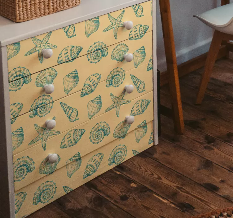 Naklejka na meble Ręcznie rysowane muszle i rozgwiazdy - TenStickers