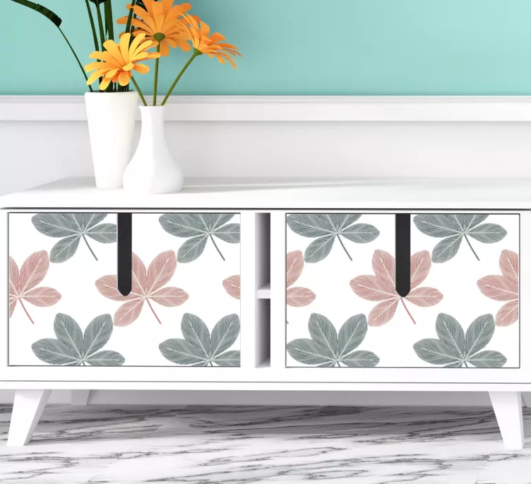 Naklejka na meble Różowe i niebieskie liście akrylowe - TenStickers