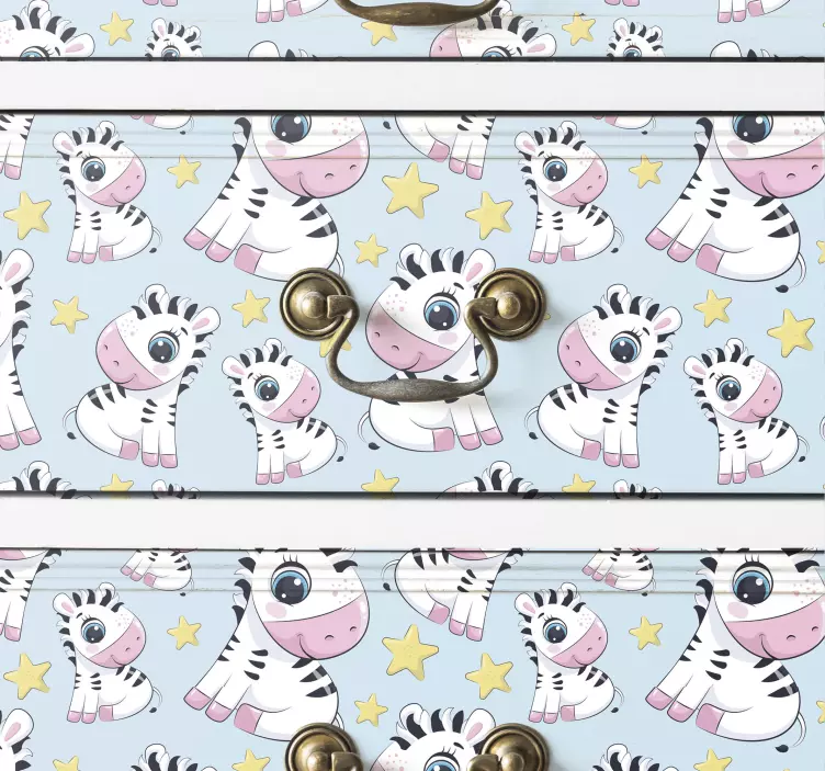 Naklejka na meble śliczna zebra i gwiazdy - TenStickers