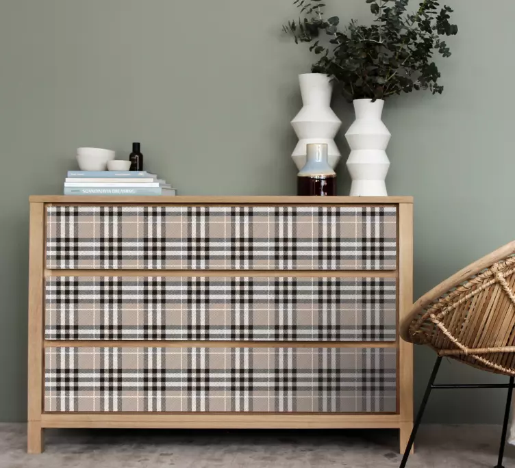 Naklejka na meble Tradycyjny szkocki szary wzór w kratę - TenStickers