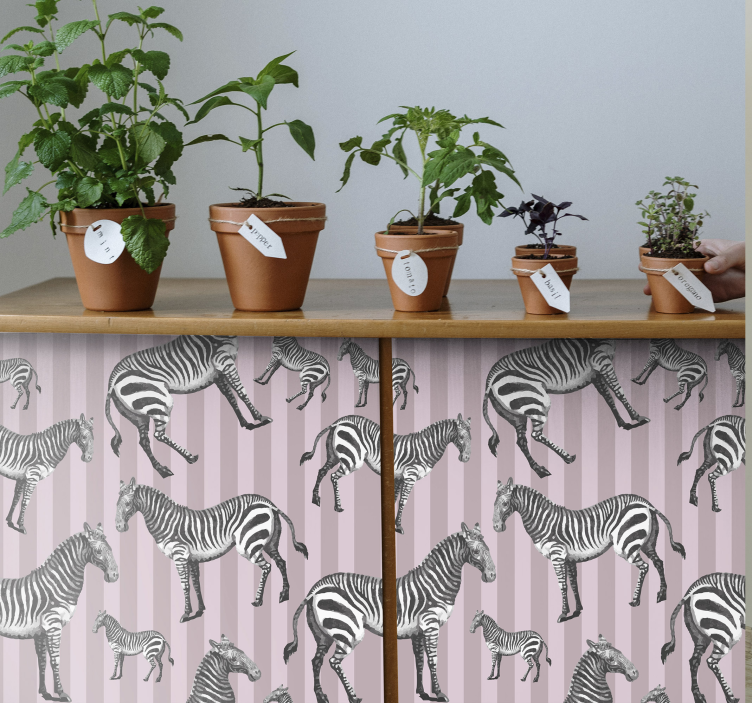 Kalkomania na meble ilustracja zebry vintage - TenStickers