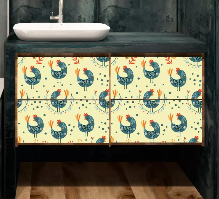 Naklejka na meble Wzór z kurczaka w stylu vintage - TenStickers