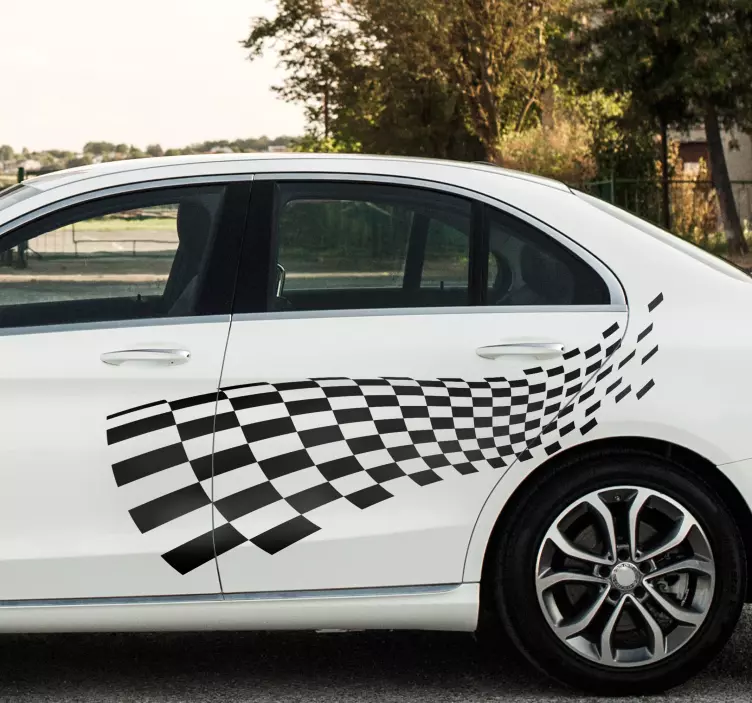 Duża naklejka na samochód flaga wyścigowa - TenStickers