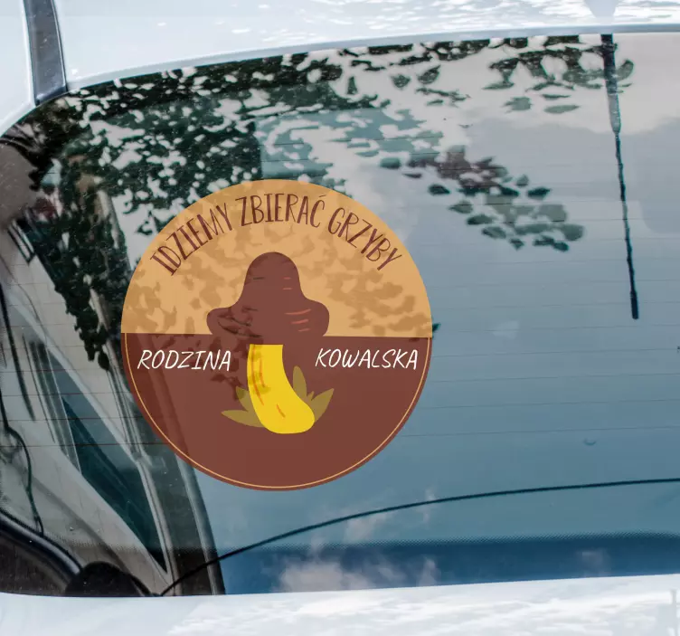 Naklejka na szybę samochód w drodze na grzyby - TenStickers