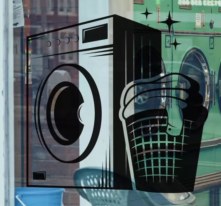 Naklejka na witrynę sklepową Pralnia w stylu vintage - TenStickers