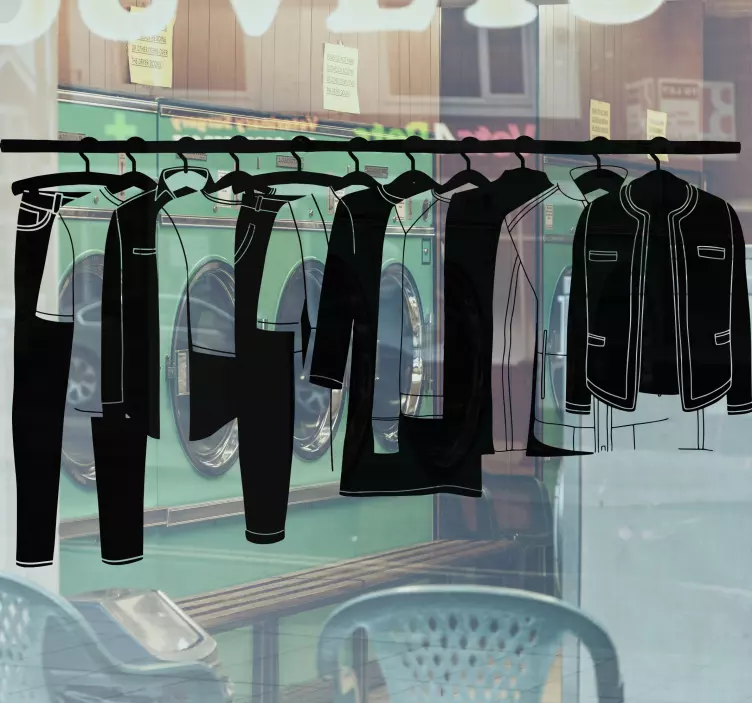 Naklejka na witrynę sklepową Wiszące monokolorowe szmatki - TenStickers