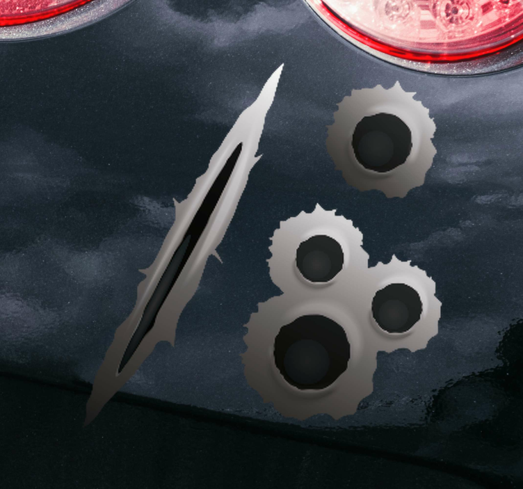 Naklejka na samochód 3d dziury po kulach i zadrapania - TenStickers