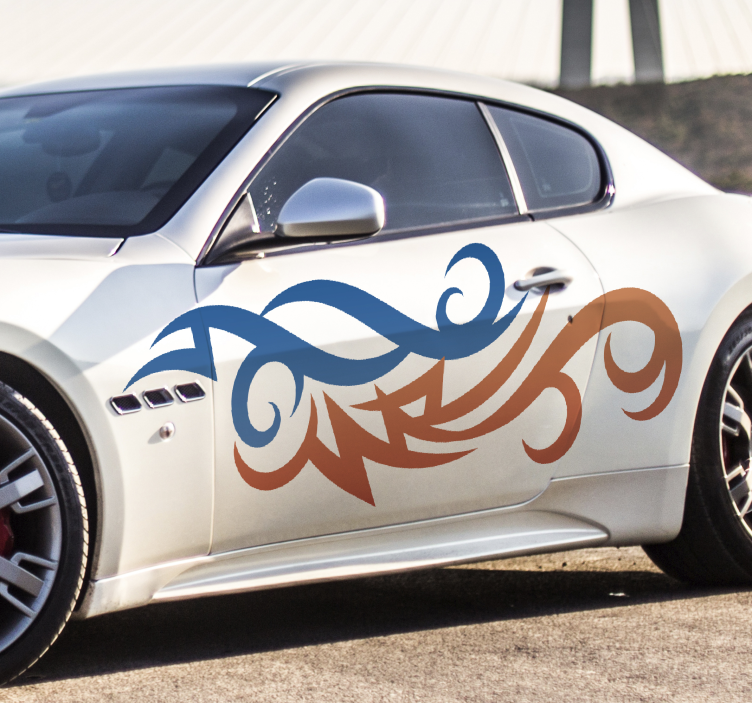 Duża naklejka na samochód plemienne kolorowe płomienie - TenStickers