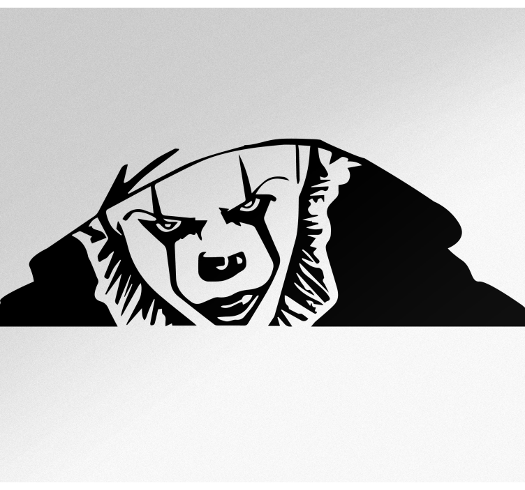 Naklejka na samochód 3d przerażający zerkający klaun - TenStickers