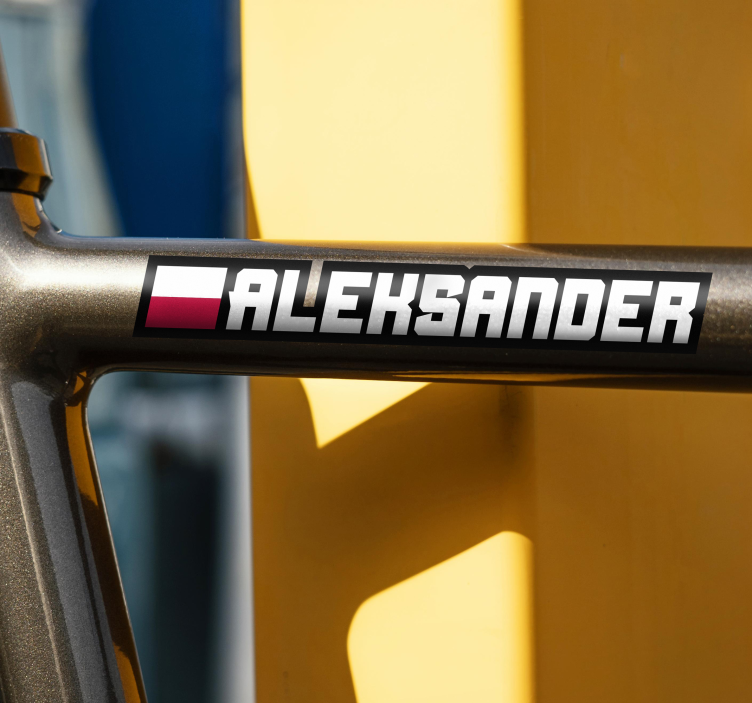 Profesjonalna naklejka na rower flaga i nazwa - TenStickers