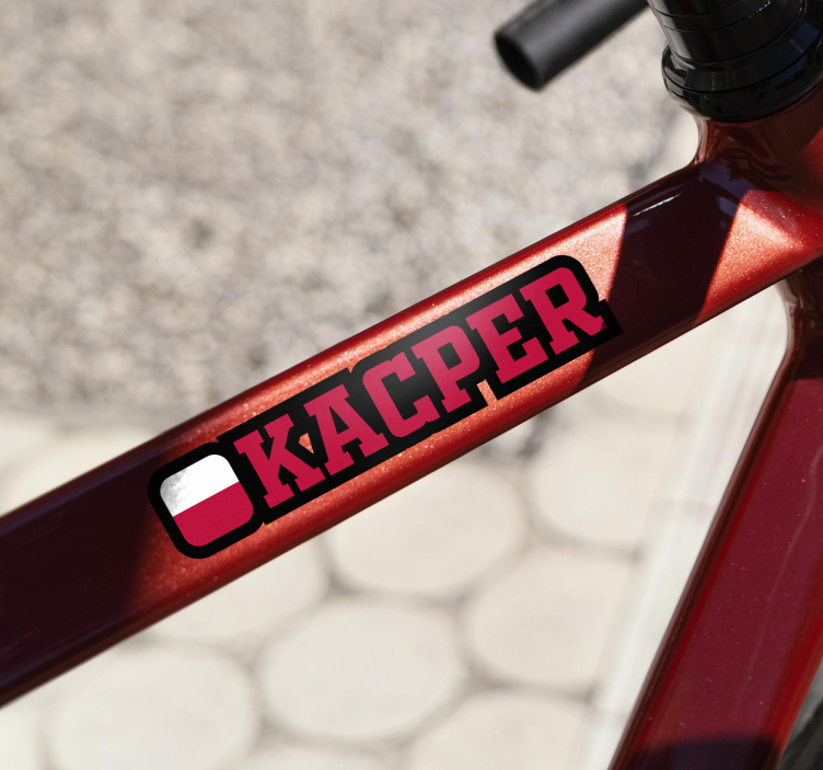 Profesjonalne naklejka na rower imię i flaga - TenStickers