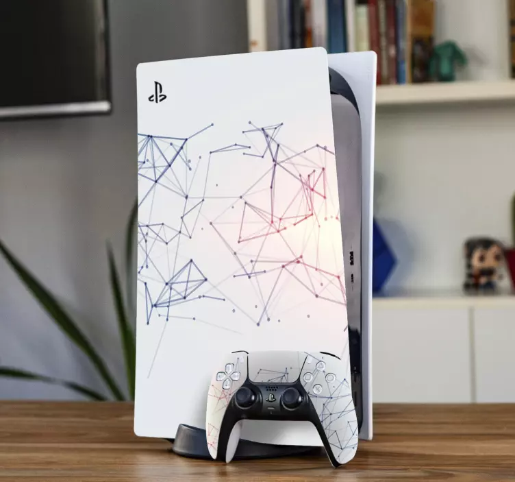 Naklejka na ps5 Tło technologii z low poly - TenStickers