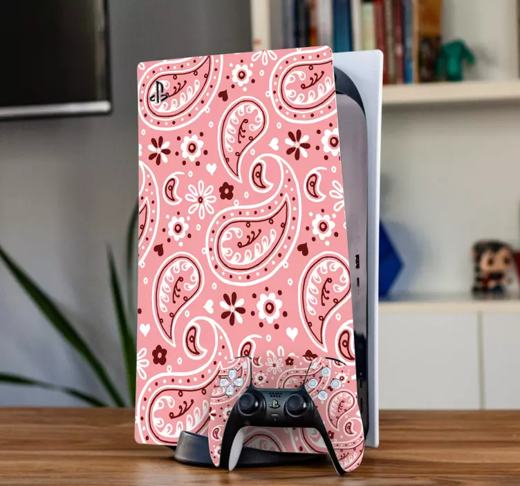 Naklejka na playstation Słodkie różowe wzory - TenStickers