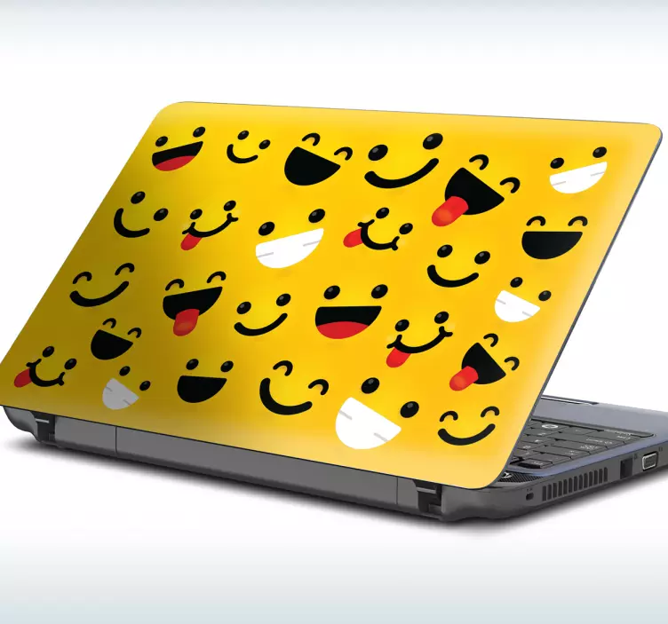 Naklejka na laptopa szczęśliwe buźki emoji - TenStickers
