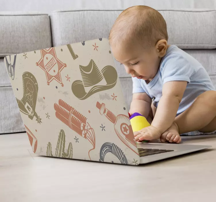 Naklejka na laptopa Wzór elementów kowboja - TenStickers