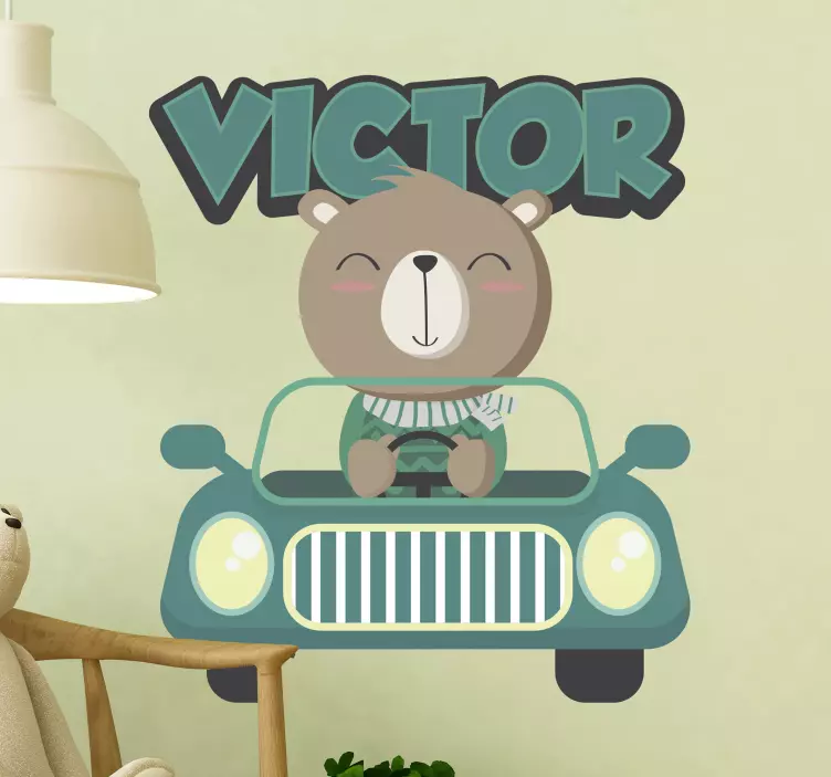 Spersonalizowana naklejka ścienna z samochodzikiem - TenStickers