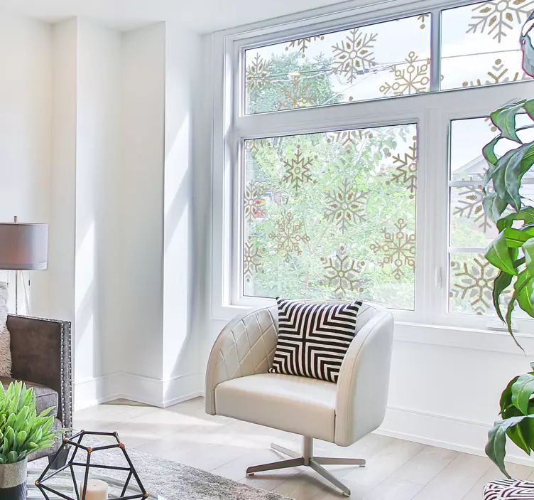 Naklejka świąteczna złoty zestaw płatków śniegu - TenStickers