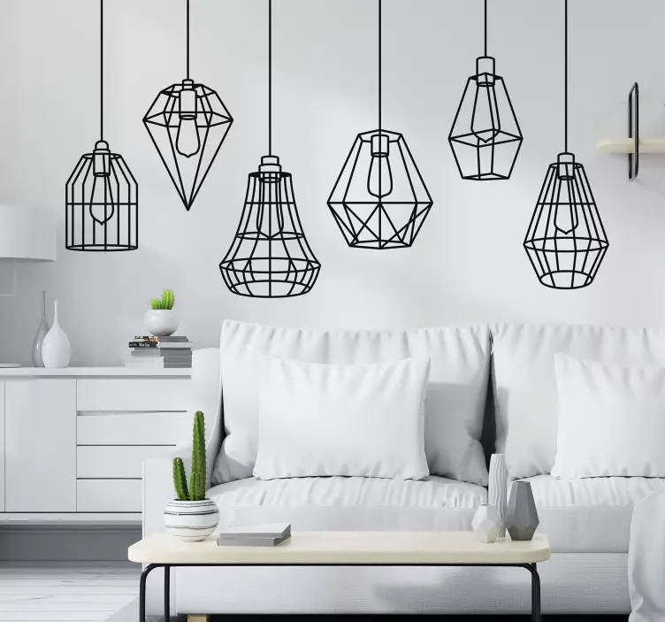 Wzór na ścianę Geometryczne lampy - TenStickers