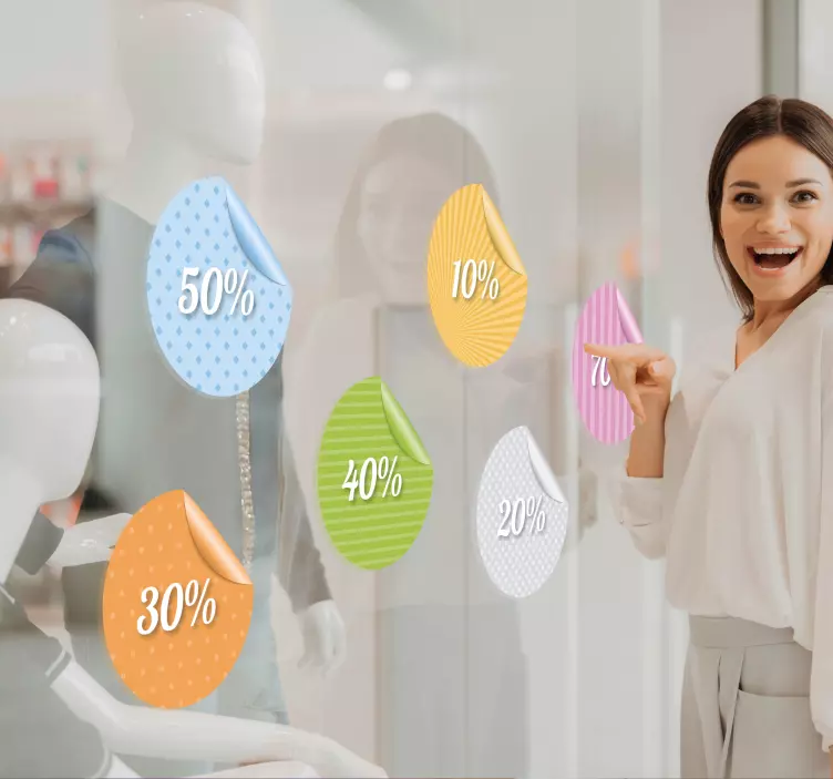 Zestaw kolorowych naklejek obniżki cen - TenStickers