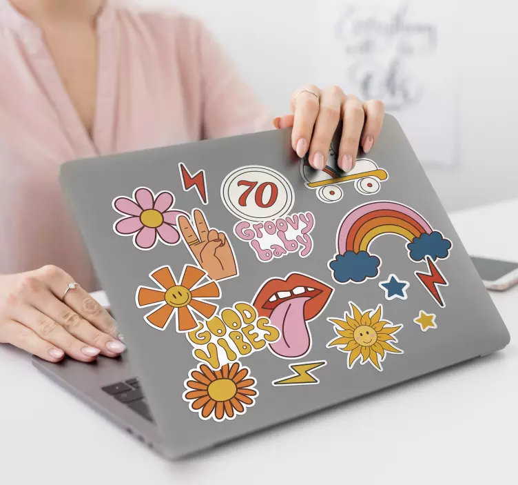 Naklejka na laptop zestaw hipisowskie klimaty - TenStickers