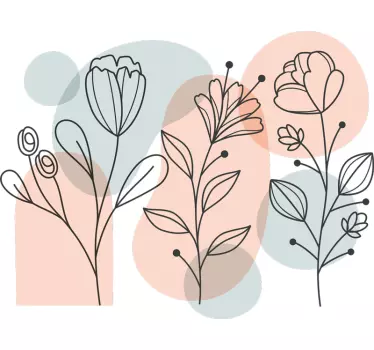 Naklejka na ścianę do sypialni minimalistyczne kwiaty - TenStickers