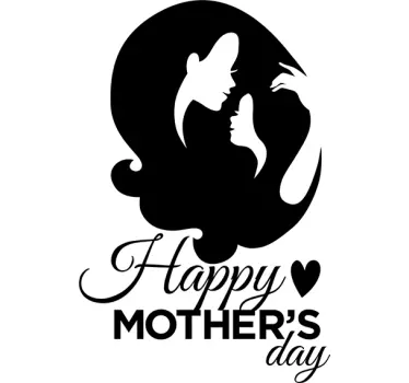 Sylwetka matki Happy Mother's Day Naklejka - TenStickers