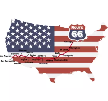 Naklejka na ścianę do salonu Mapa Route 66 - TenStickers