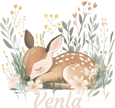 Naklejka na ścianę dla dzieci śpiący jeleń z imieniem - TenStickers