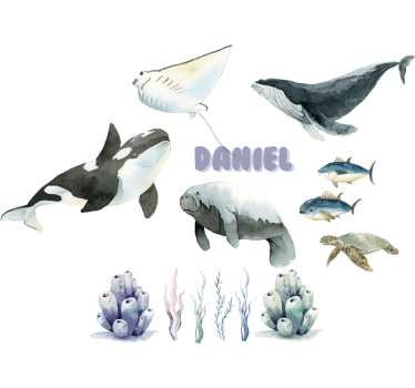 Naklejka na ścianę dla dzieci pastelowa scena oceaniczna - TenStickers