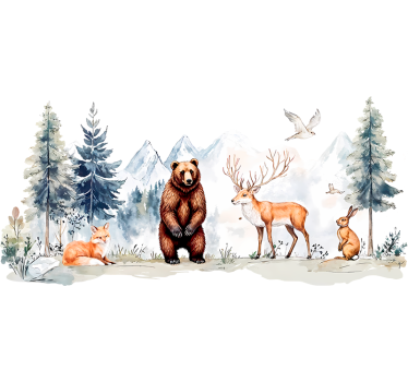 Naklejka na ścianę dla dzieci realistycznie narysowany las - TenStickers