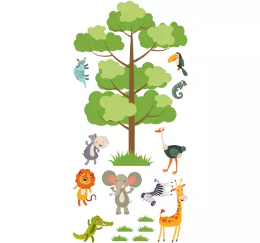 Naklejka dla dzieci - Zwierzęta pod drzewem - TenStickers