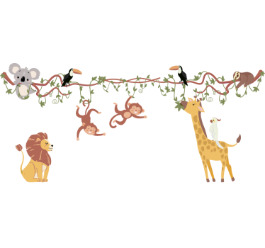 Naklejka na ścianę dla dzieci zwierzęta z dżungli safari - TenStickers