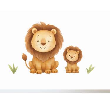 Naklejka na ścianę dla dzieci ojciec i syn lew - TenStickers