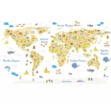 Naklejka dla dzieci mapa świata kontynenty - TenStickers