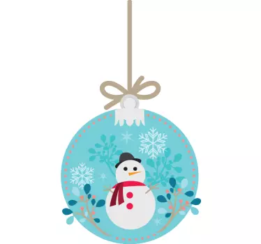 Naklejka na ścianę Boże Narodzenie bombka z bałwanem - TenStickers