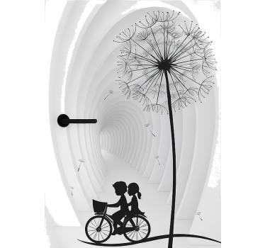Naklejka na drzwi 3d mniszek lekarski i rower - TenStickers